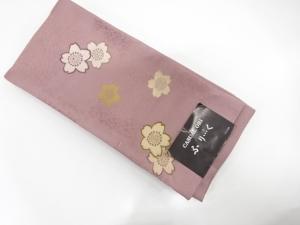 未使用品　市松に桜模様織り出し　半幅帯